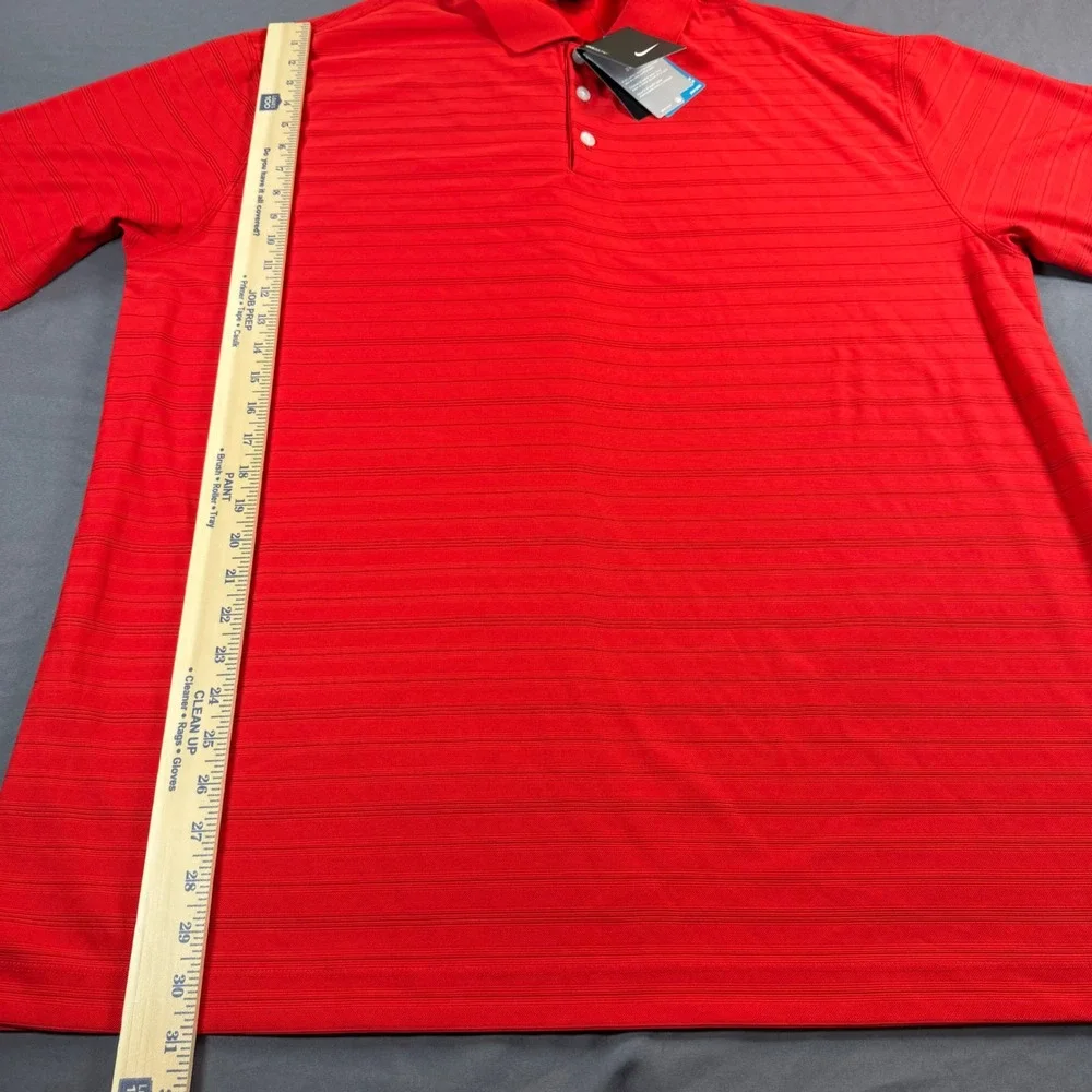 Nike Golf Mens XXL Dri-FIT Red Striped Short Sleeve Polo Shirt LOGO